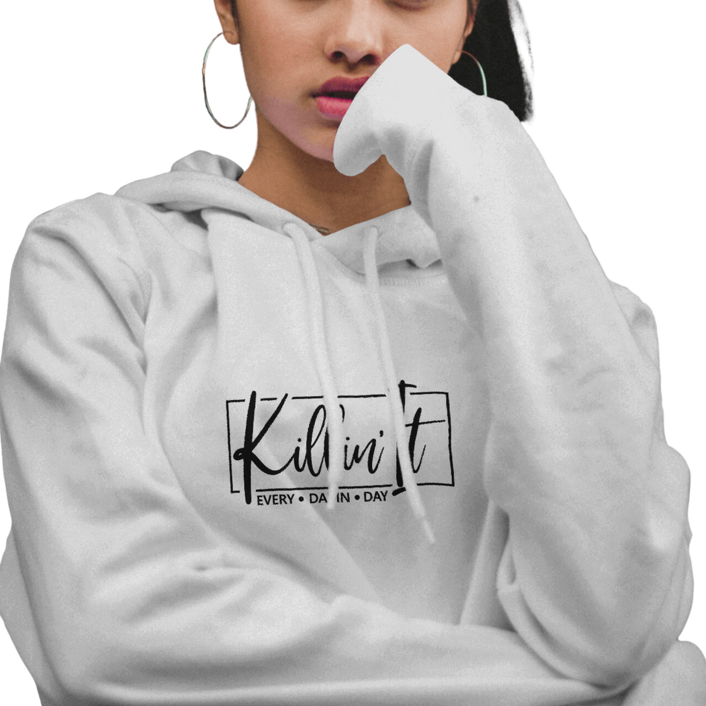 White 'Killin It' Pull Over Hoodie