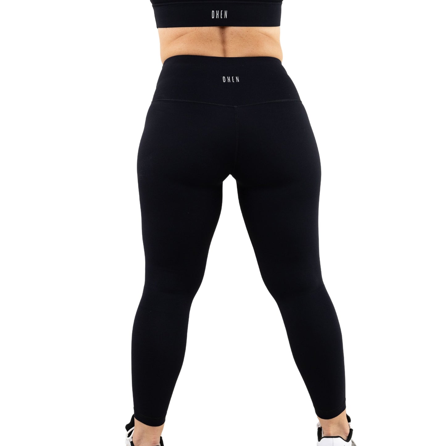 Black High Waist Leggings with Seamless Front 