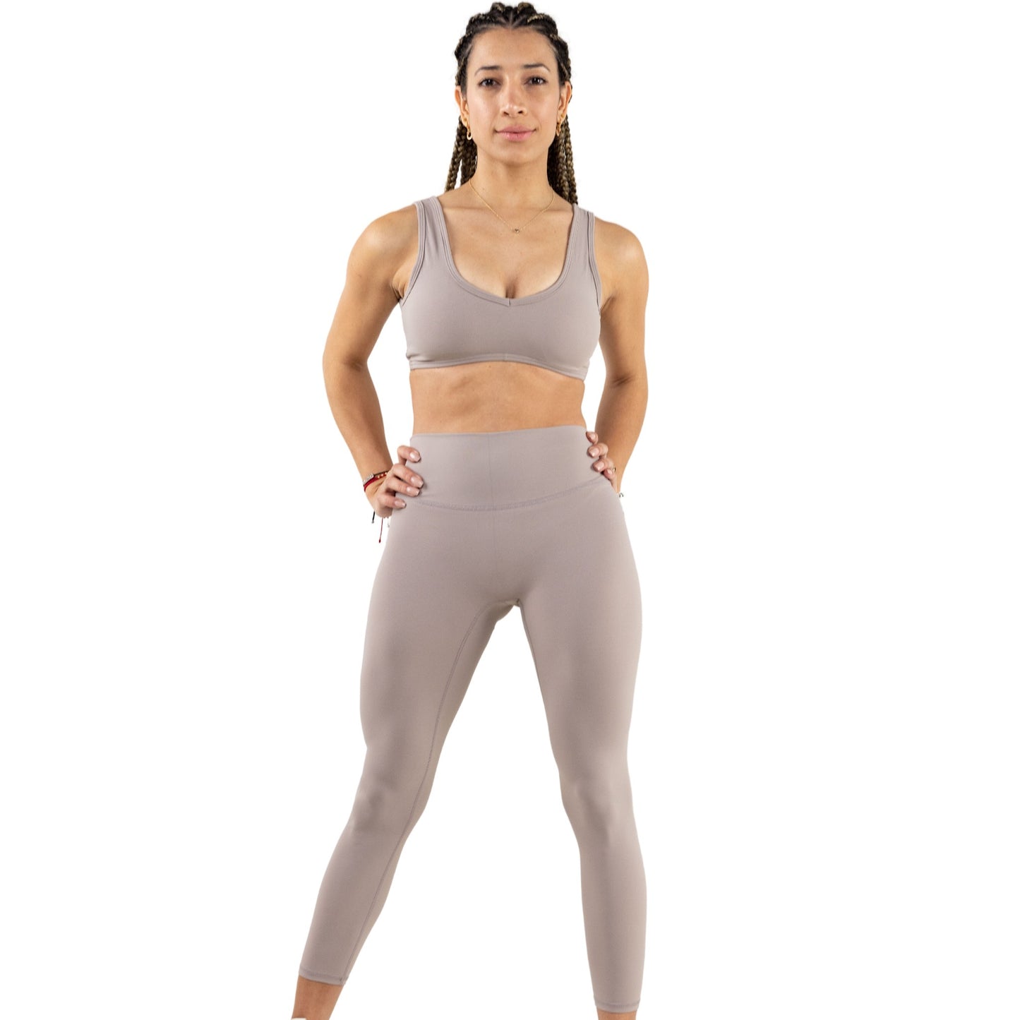 Minimalist Thick Strap Bra with High Waisted Seamless Leggings 