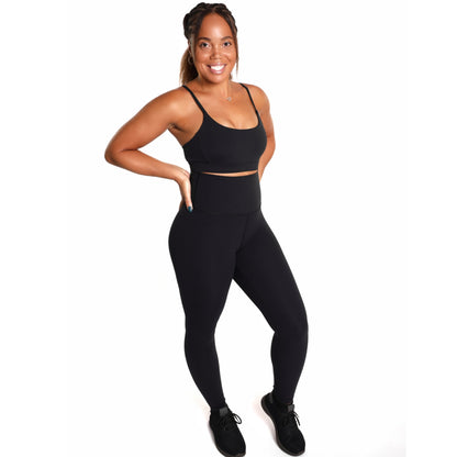 Black High Waist Leggings and Sports Bra