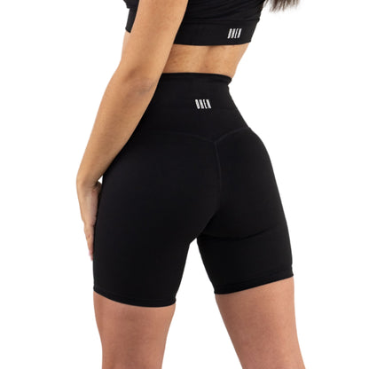 Black High Waisted Seamless Biker Shorts (Back View)